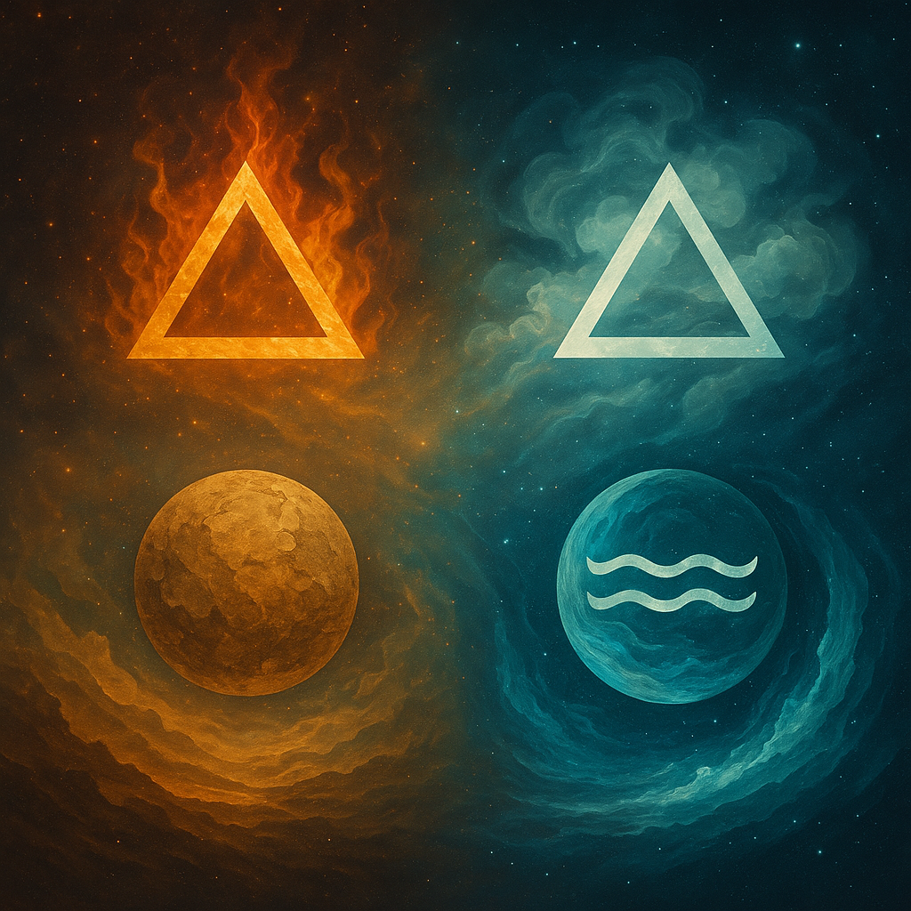 Astrologia dos Elementos: fogo, terra, ar e água.