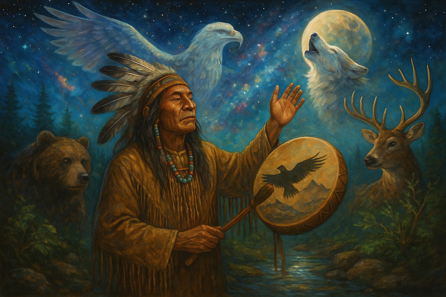 Xamanismo: conexão com os espíritos da natureza.